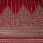 Red Zari Stripes With Sequins Embroidery Georgette Fabric DR-32370