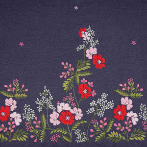 Dark Blue Floral Thread Embroidery Denim Fabric GPF-32329 - TradeUNO