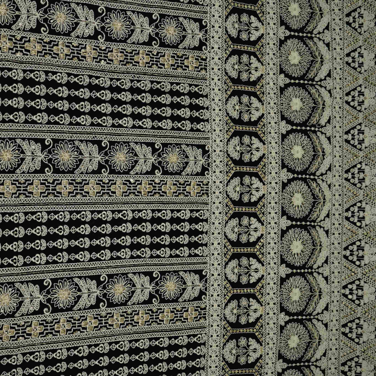 Black Chikankari Sequins Embroidery Georgette Fabric AT-33874 – image 2 of 4