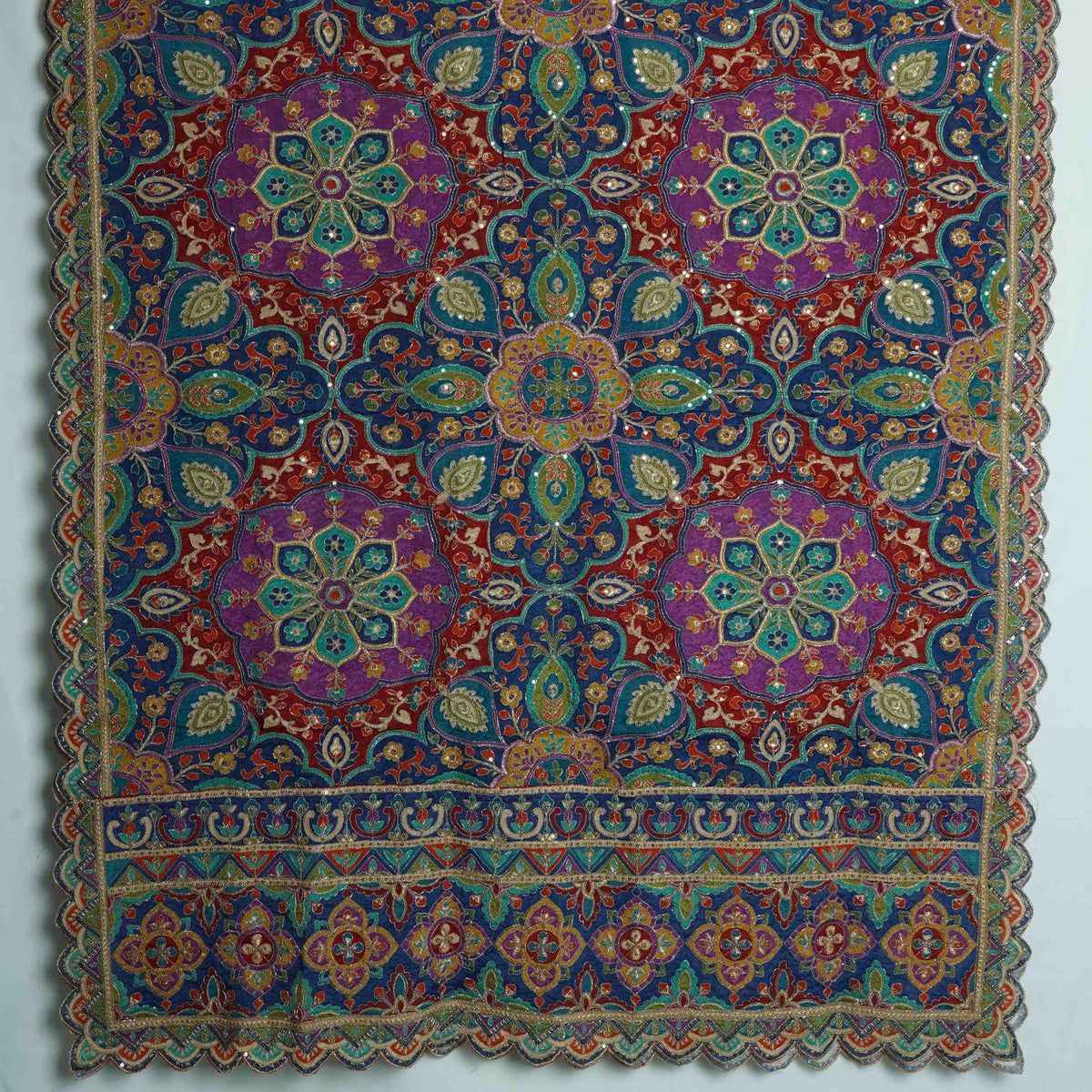 Yellow Position Multicolor Zari Embroidery Pure Chinon Dupatta GT-34138 – image 2 of 3