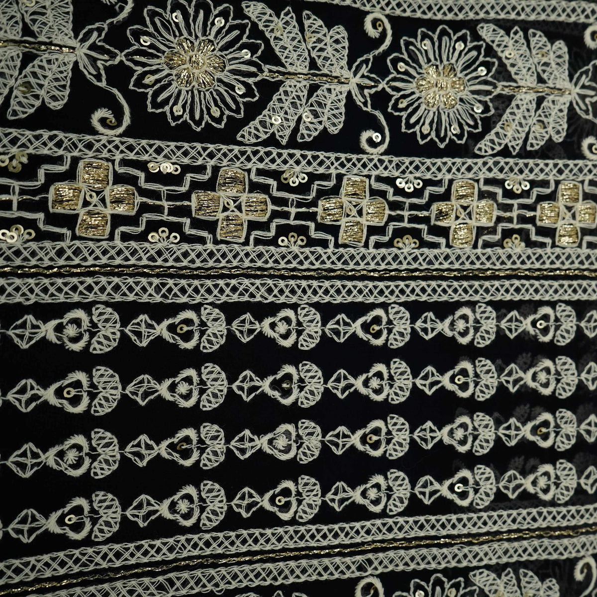 Black Chikankari Sequins Embroidery Georgette Fabric AT-33874 – image 4 of 4
