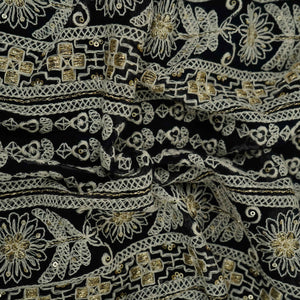 Black Chikankari Sequins Embroidery Georgette Fabric AT-33874 – image 3 of 4