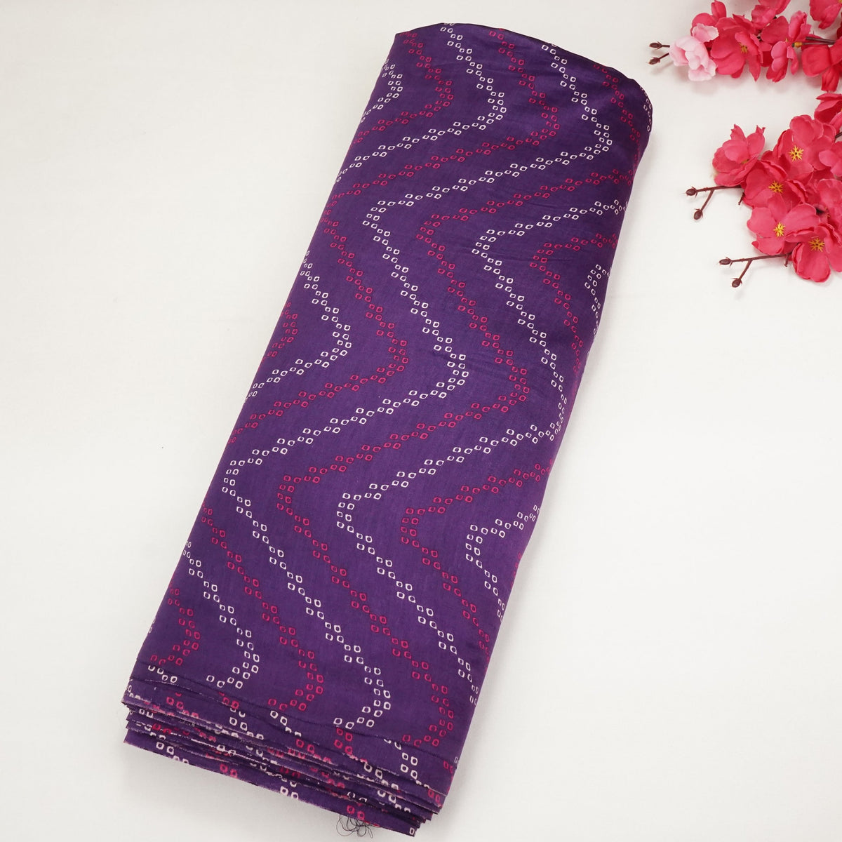 Purple Laheriya Print Chanderi Fabric SC-34745