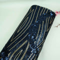 Navy Blue Abstract Sequins Embroidery Net Fabric TF-34336