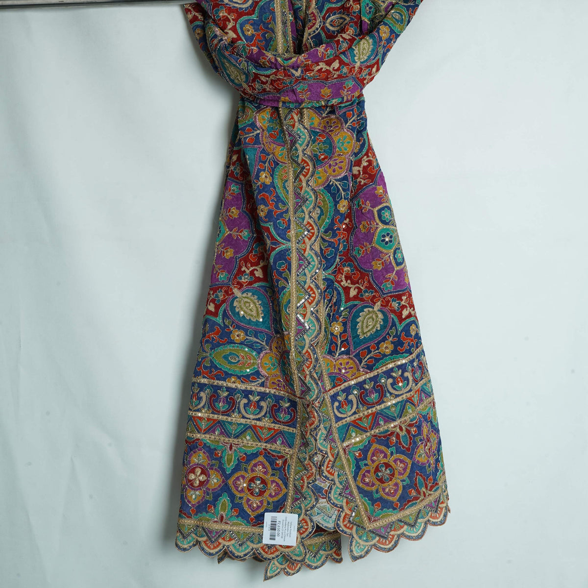 Yellow Position Multicolor Zari Embroidery Pure Chinon Dupatta GT-34138 – image 3 of 3