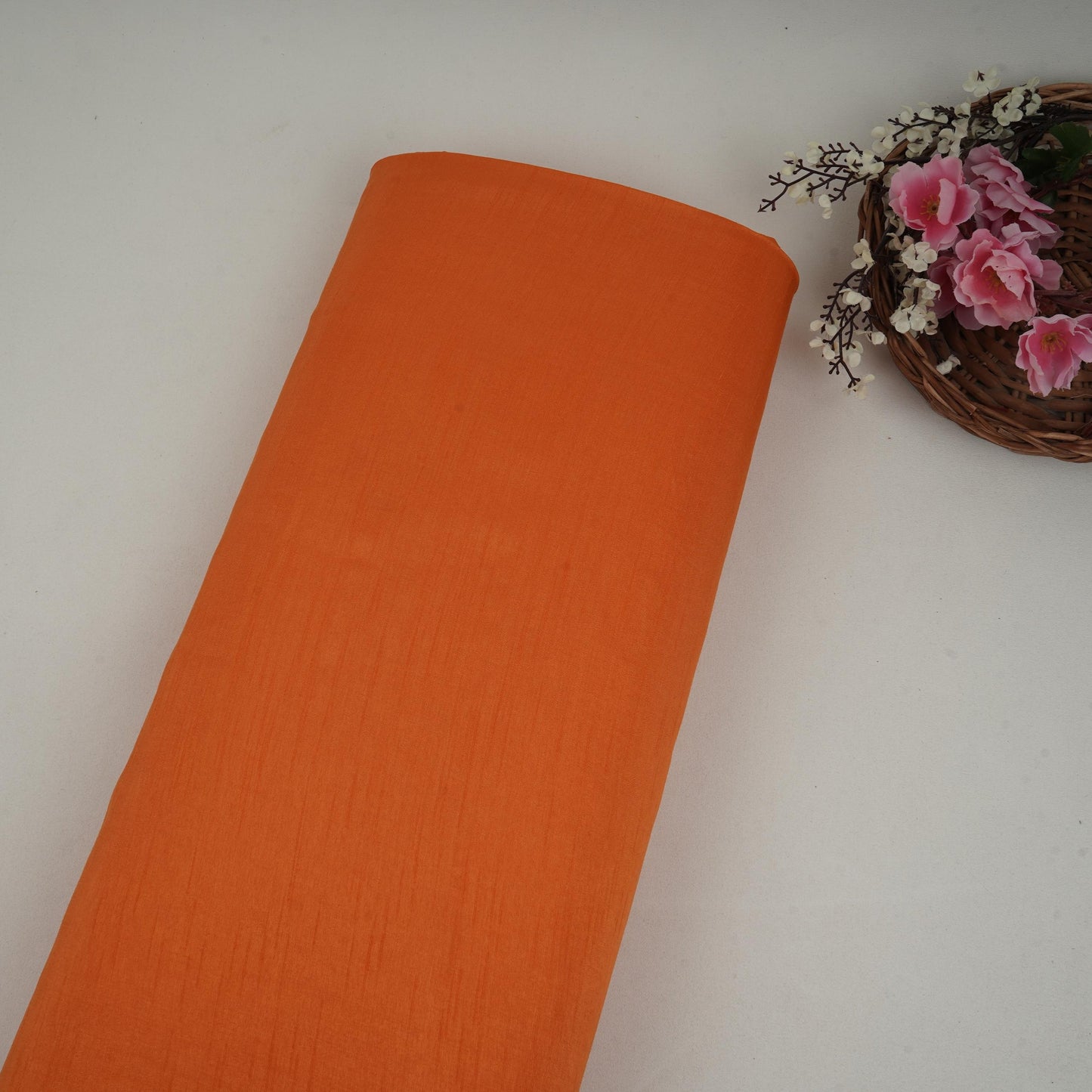 Orange Solid Bemberg Raw Silk Fabric SSMR-01