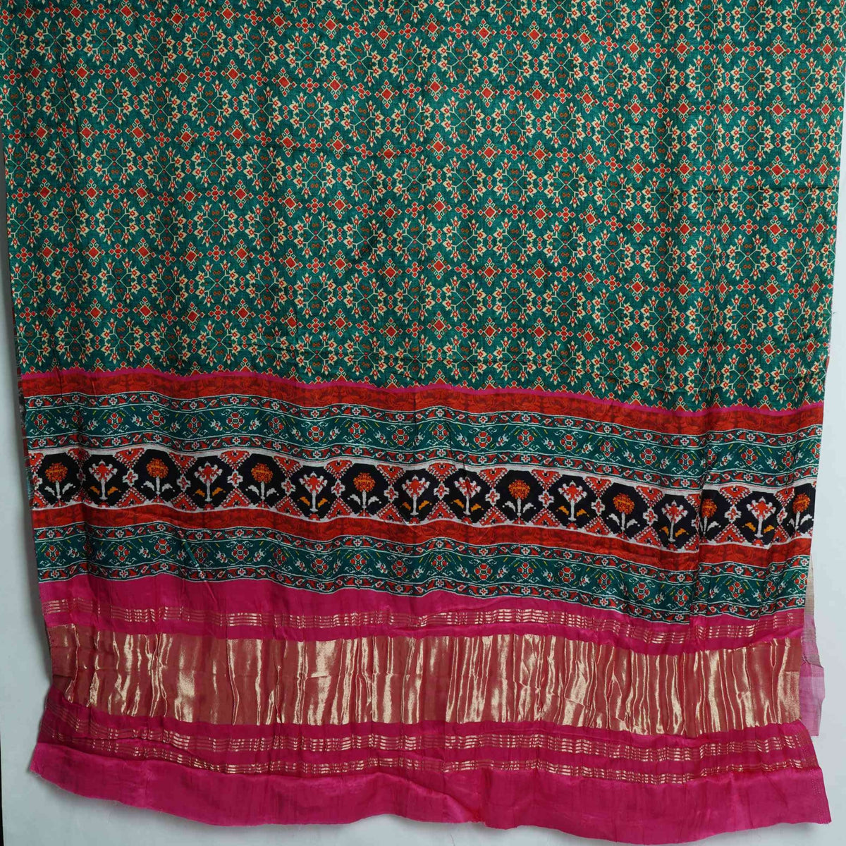 Rama Green Patola Print Gajji Silk Dupatta GT-34114 – image 2 of 3