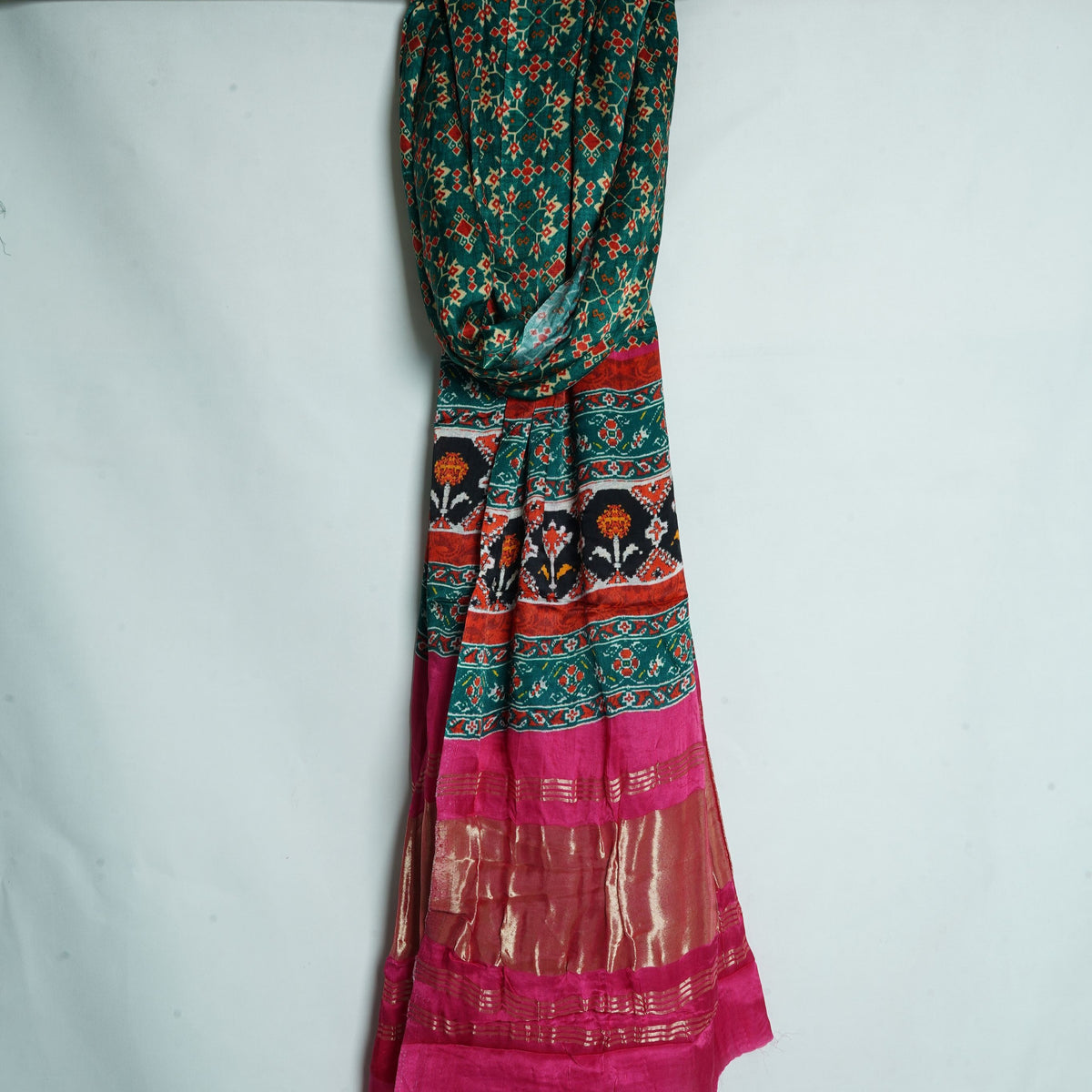 Rama Green Patola Print Gajji Silk Dupatta GT-34114 – image 3 of 3