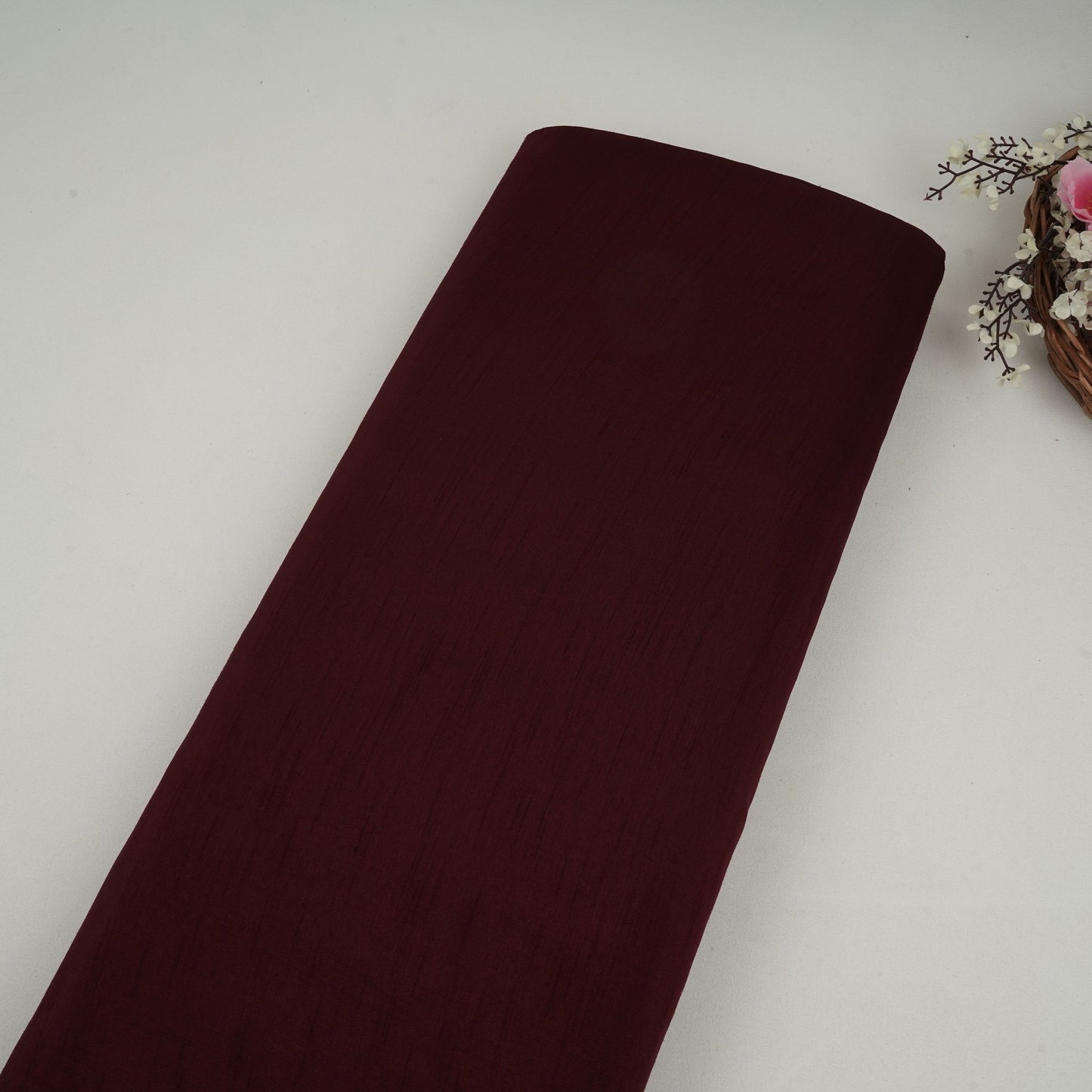 Maroon Solid Bemberg Raw Silk Fabric SSMR-03