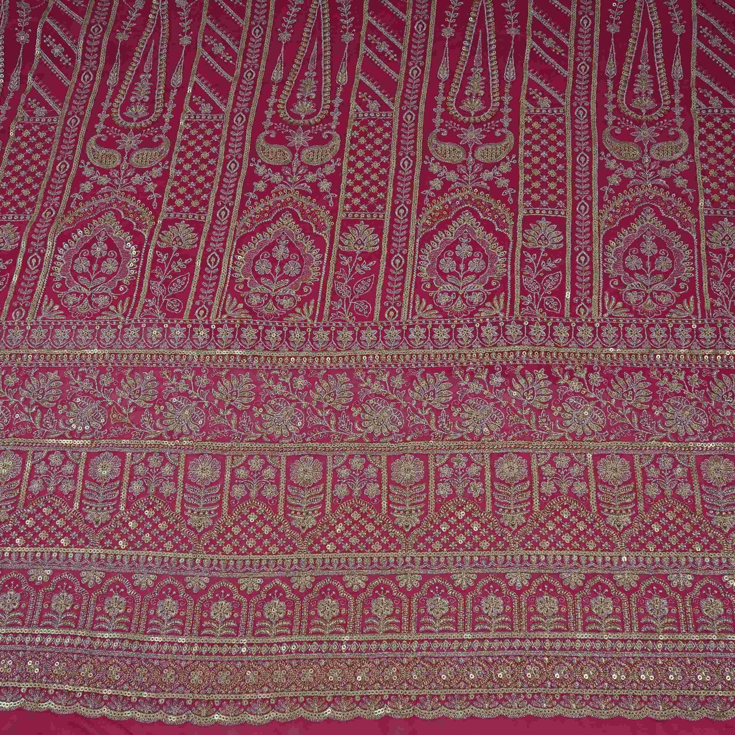 Pink Traditional Zari Embroidery Georgette Fabric DR-32406