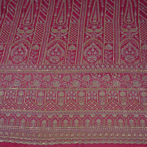 Pink Traditional Zari Embroidery Georgette Fabric DR-32406 - TradeUNO