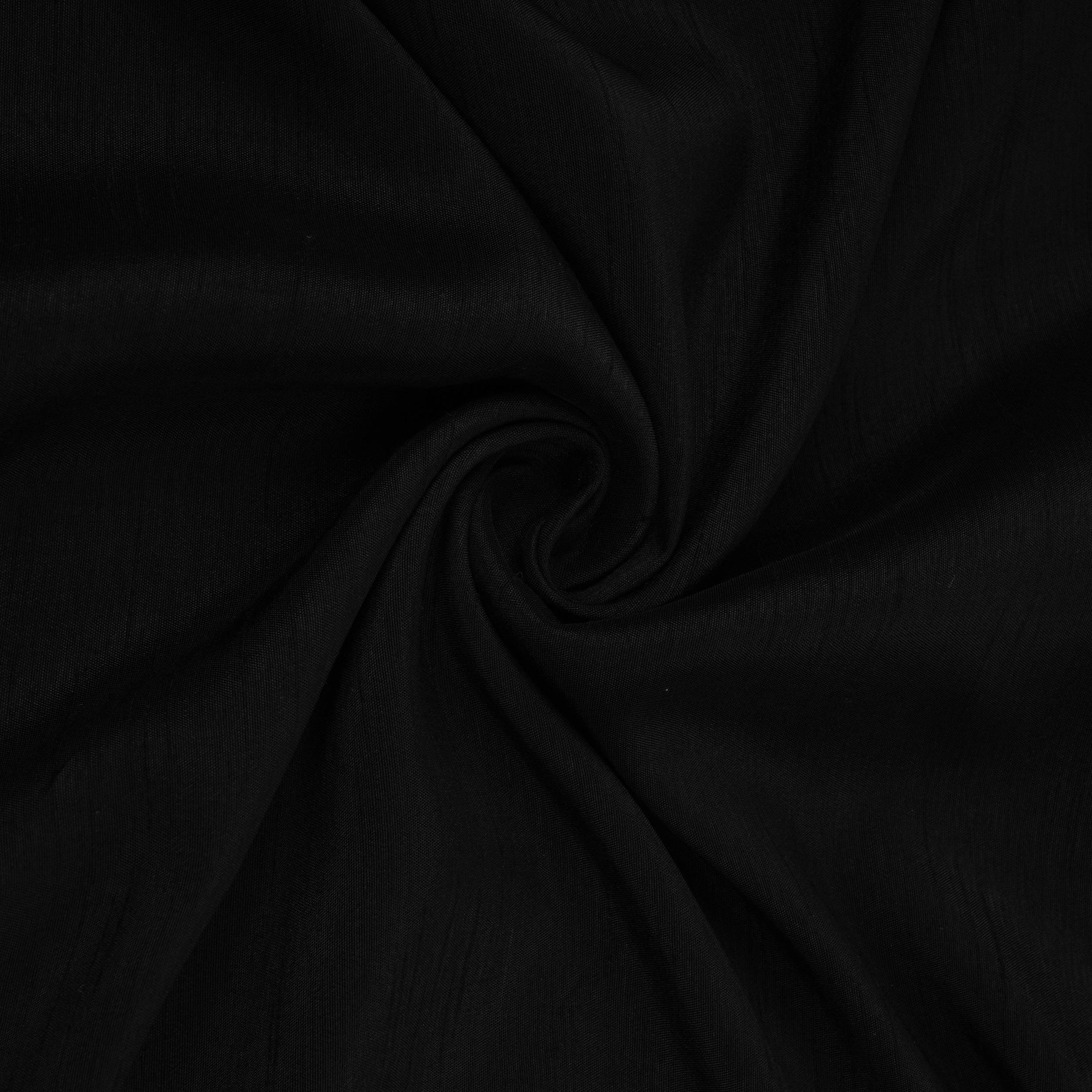 Black Solid Bemberg Raw Silk Fabric SSMR-07 - TradeUNO