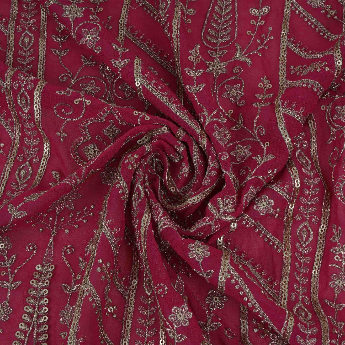 Pink Traditional Zari Embroidery Georgette Fabric DR-32406