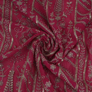 Pink Traditional Zari Embroidery Georgette Fabric DR-32406 - TradeUNO