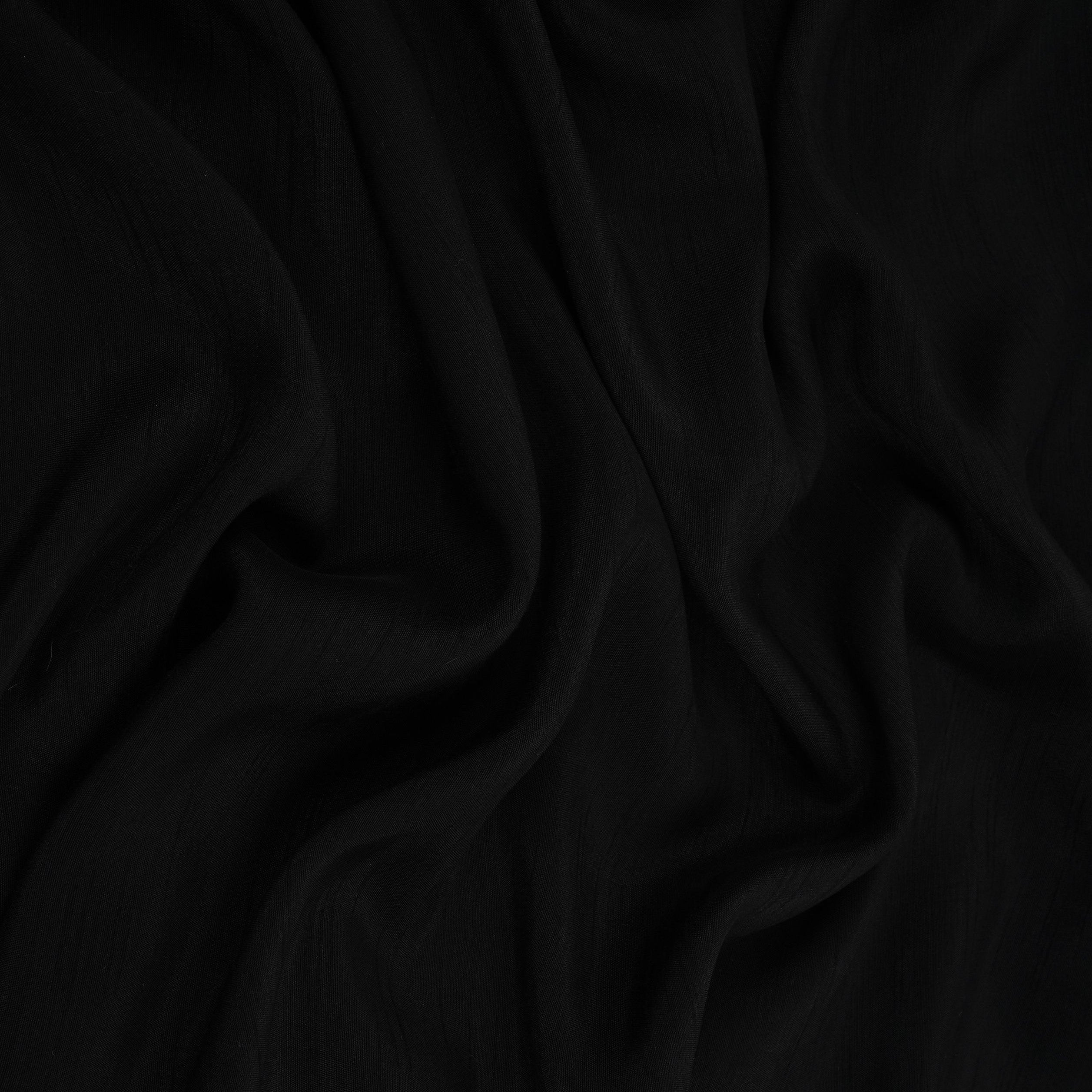 Black Solid Bemberg Raw Silk Fabric SSMR-07 - TradeUNO