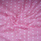 Pink & White Check Floral Embroidery Cotton Fabric MJF-30618
