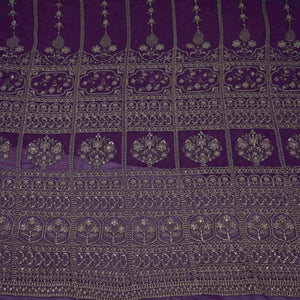 Purple Heavy Zari Sequins Embroidery Georgette Fabric DR-32388 - TradeUNO