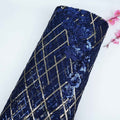 Navy Blue & Golden Sequins Embroidery Net Fabric TF-34332
