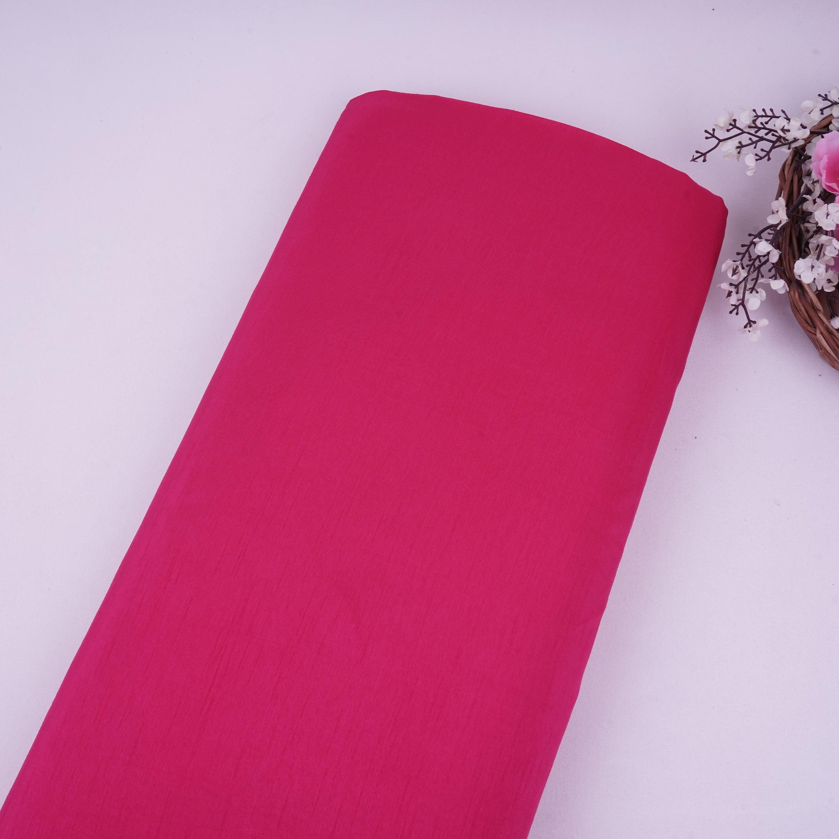 Magenta Pink Solid Bemberg Raw Silk Fabric SSMR-04 - TradeUNO