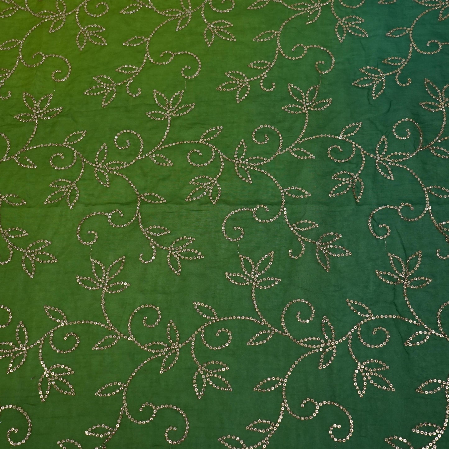 Bottle Green 4D Sequins embroidery Mul Chanderi Fabric VF-32077
