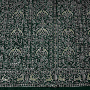 Bottle Green Heavy Zari Sequins Embroidery Chinon Fabric DR-32400 - TradeUNO