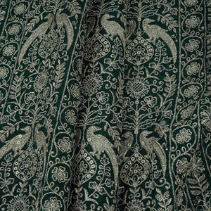 Bottle Green Heavy Zari Sequins Embroidery Chinon Fabric DR-32400 - TradeUNO