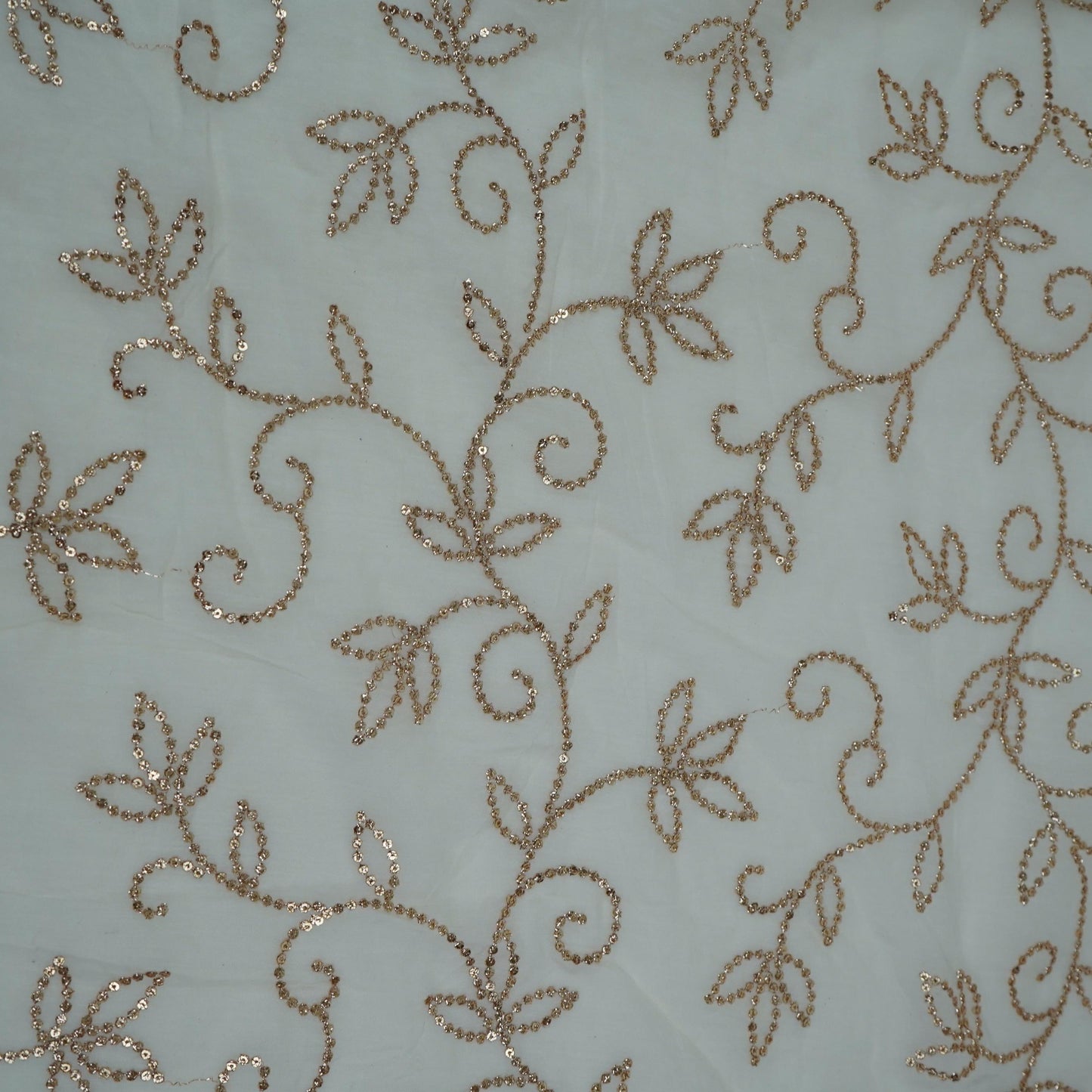 White Dyeable Sequins embroidery Mul Chanderi Fabric VF-32078