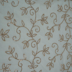 White Dyeable Sequins embroidery Mul Chanderi Fabric VF-32078 - TradeUNO