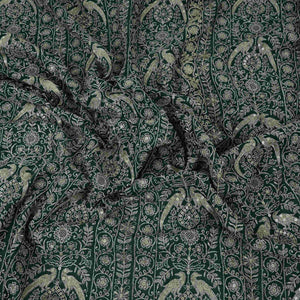 Bottle Green Heavy Zari Sequins Embroidery Chinon Fabric DR-32400 - TradeUNO