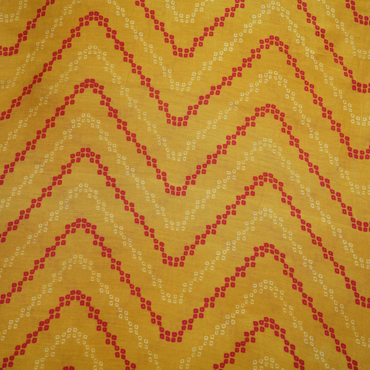 Mustard Yellow Laheriya Print Chanderi Fabric SC-34736