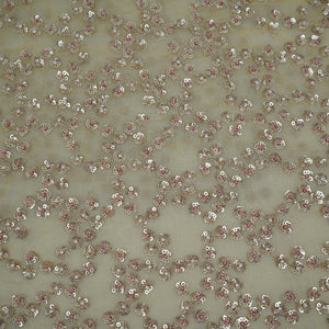 Antique Gold with Rose Gold Sequins embroidery Kanjivaram Silk Fabric TF-32080 - TradeUNO