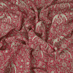 Rani Pink Heavy Zari Sequins Embroidery Chinon Fabric DR-32398 - TradeUNO