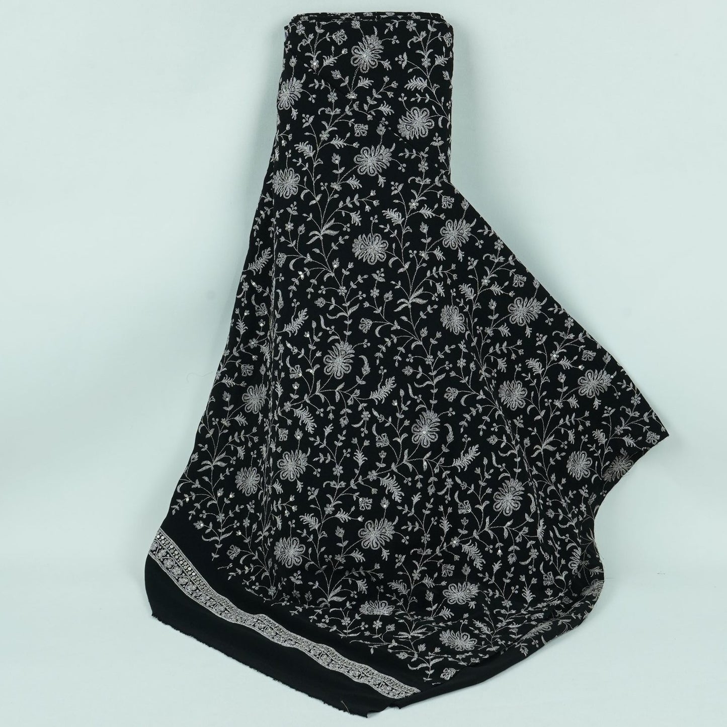 Black Jaal Embroidery Georgette Fabric DR-32397