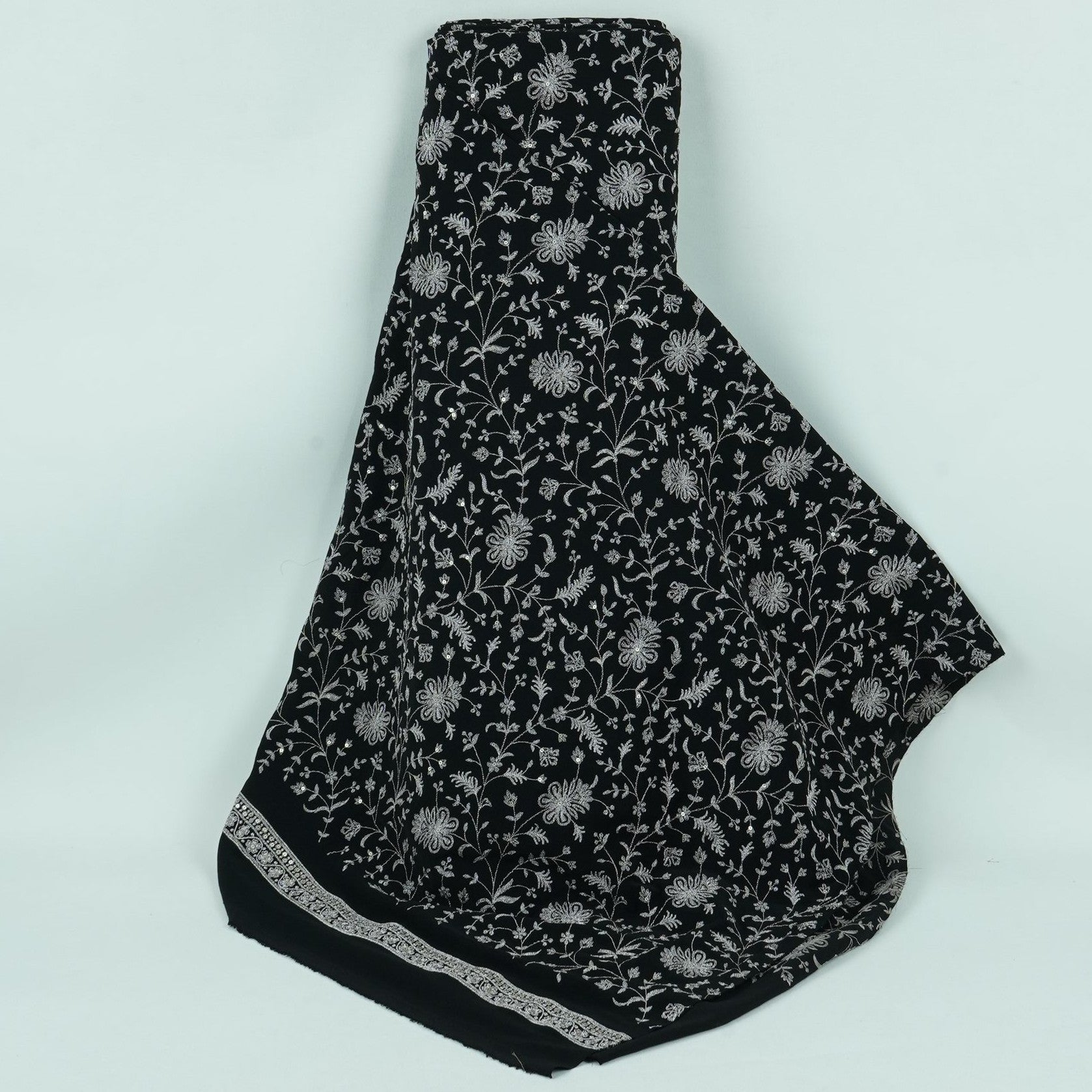 Black Jaal Embroidery Georgette Fabric DR-32397 - TradeUNO
