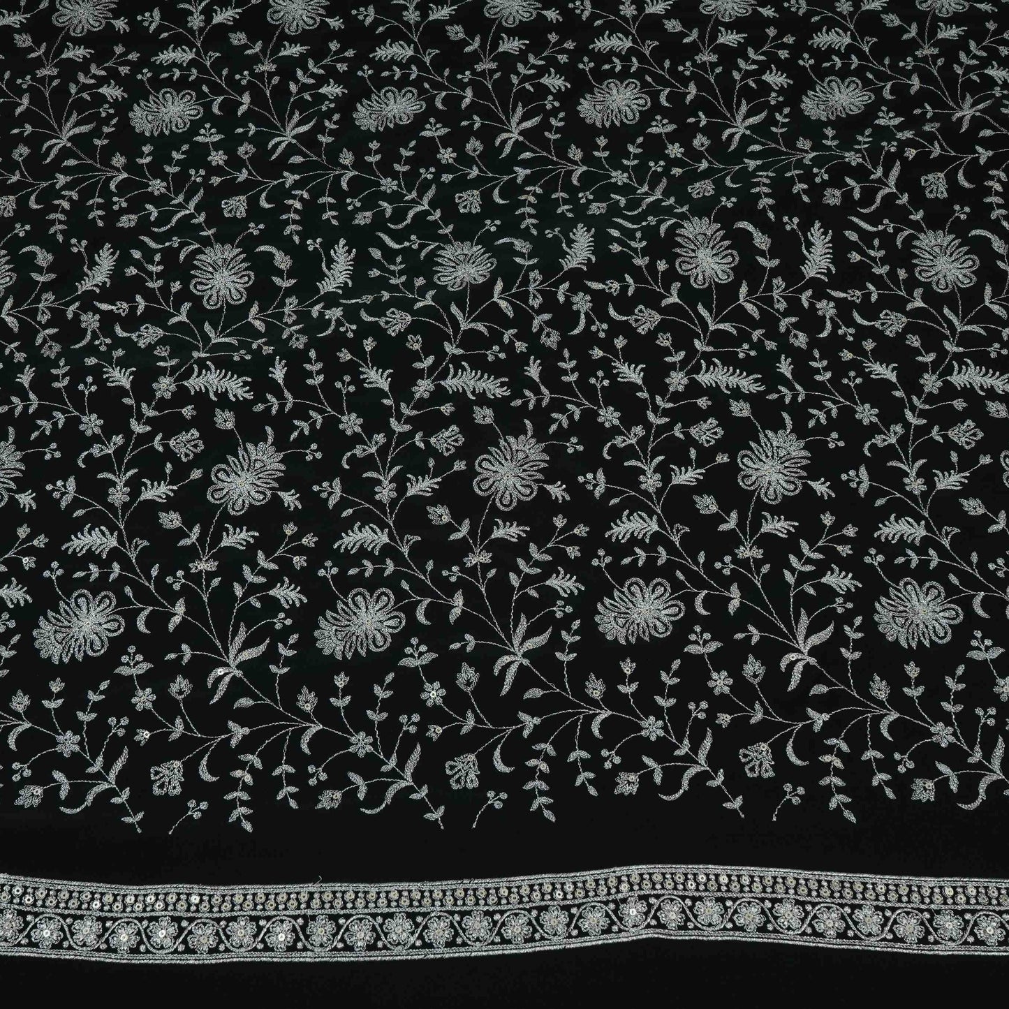 Black Jaal Embroidery Georgette Fabric DR-32397