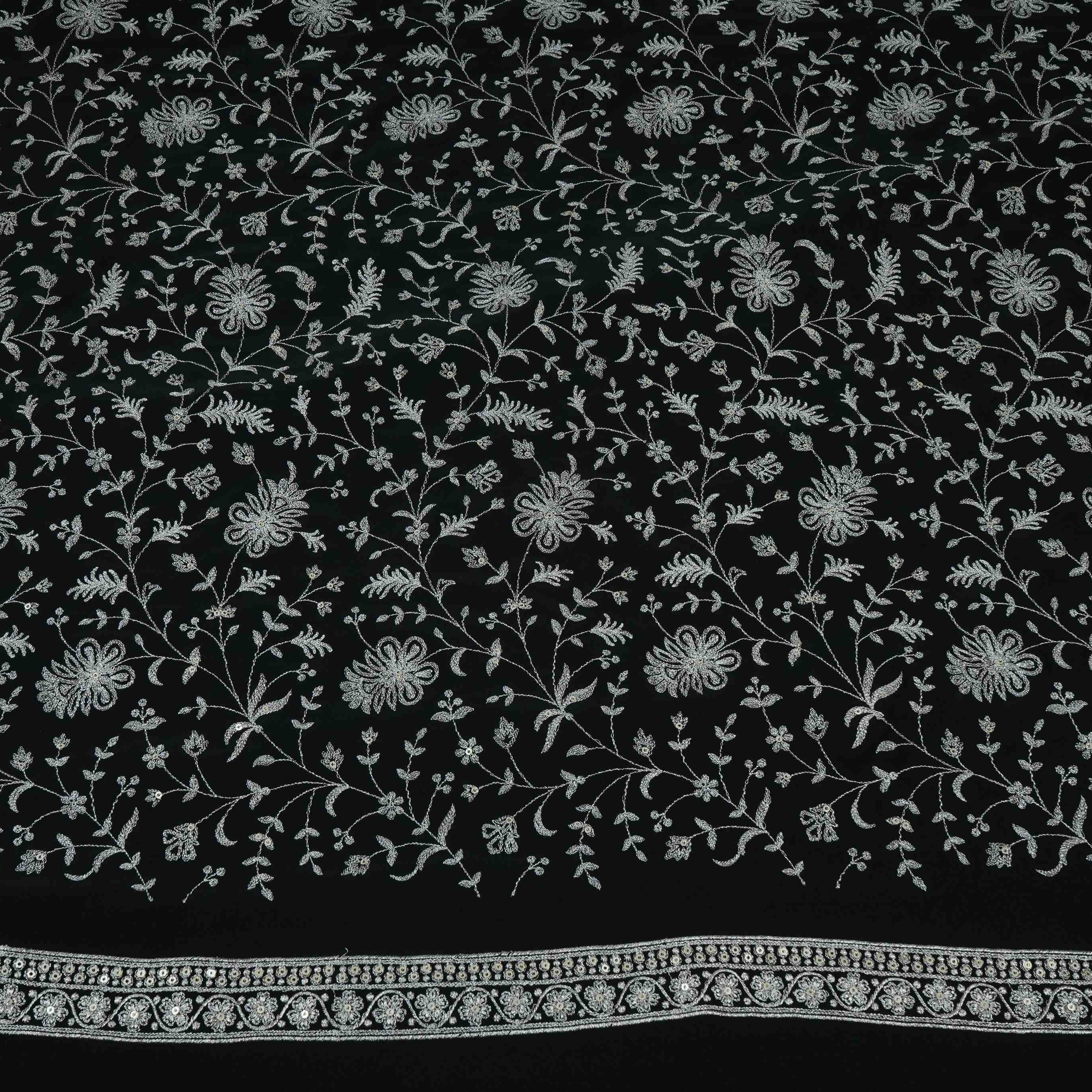 Black Jaal Embroidery Georgette Fabric DR-32397 - TradeUNO