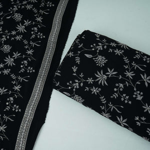 Black Floral Jaal Embroidery Georgette Fabric DR-32396 - TradeUNO