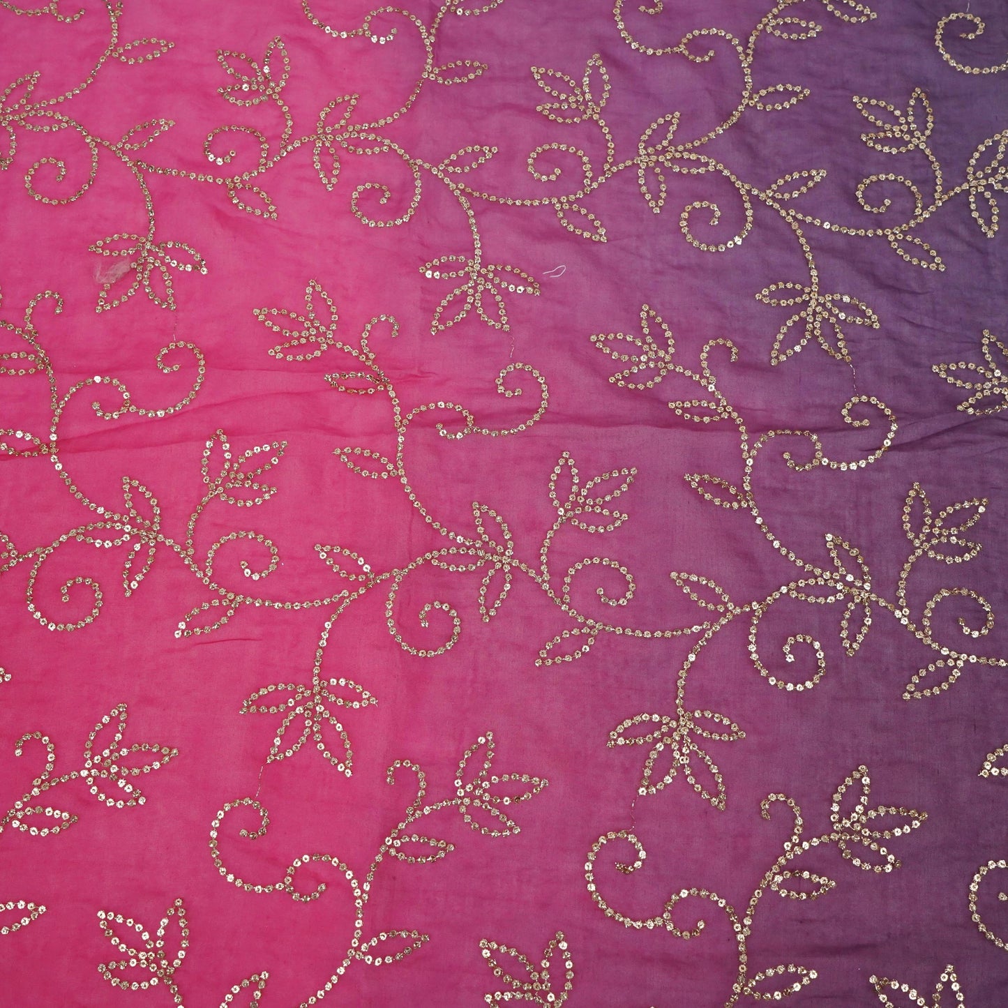 Pink 4D Sequins embroidery Mul Chanderi Fabric VF-32075