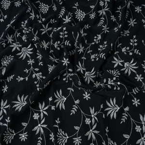 Black Floral Jaal Embroidery Georgette Fabric DR-32396 - TradeUNO