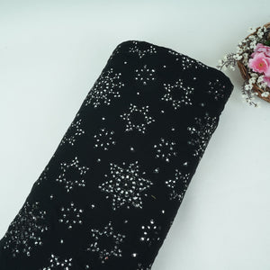 Black Mirror Thread Embroidery Georgette Fabric DR-32391 - TradeUNO