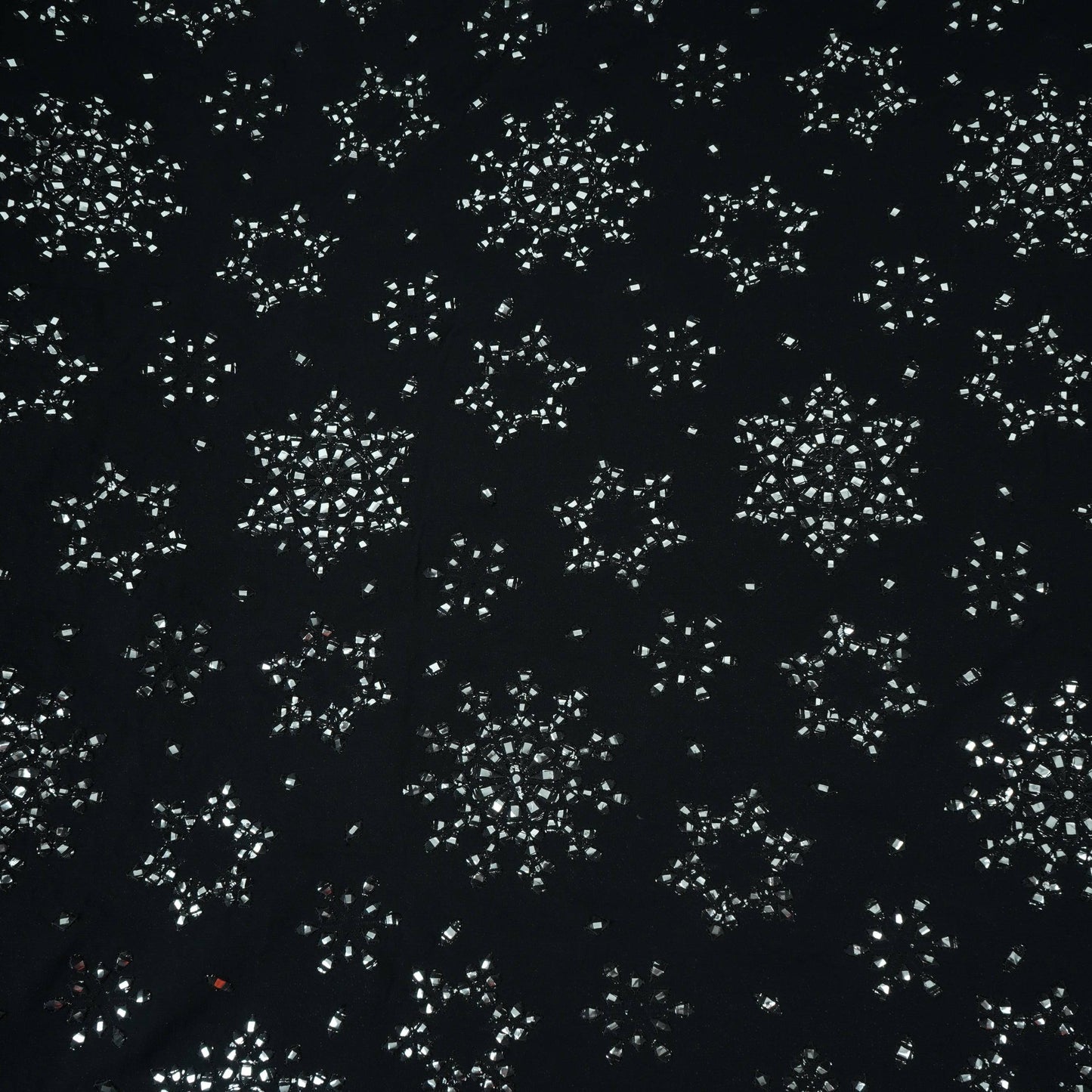 Black Mirror Thread Embroidery Georgette Fabric DR-32391