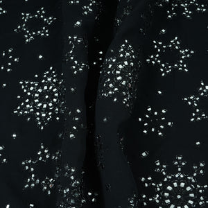 Black Mirror Thread Embroidery Georgette Fabric DR-32391 - TradeUNO