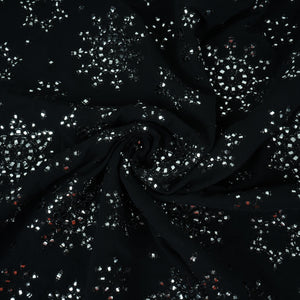 Black Mirror Thread Embroidery Georgette Fabric DR-32391 - TradeUNO