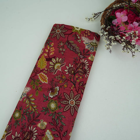 Pink Multicolor Floral Print Linen Fabric GTS-32028