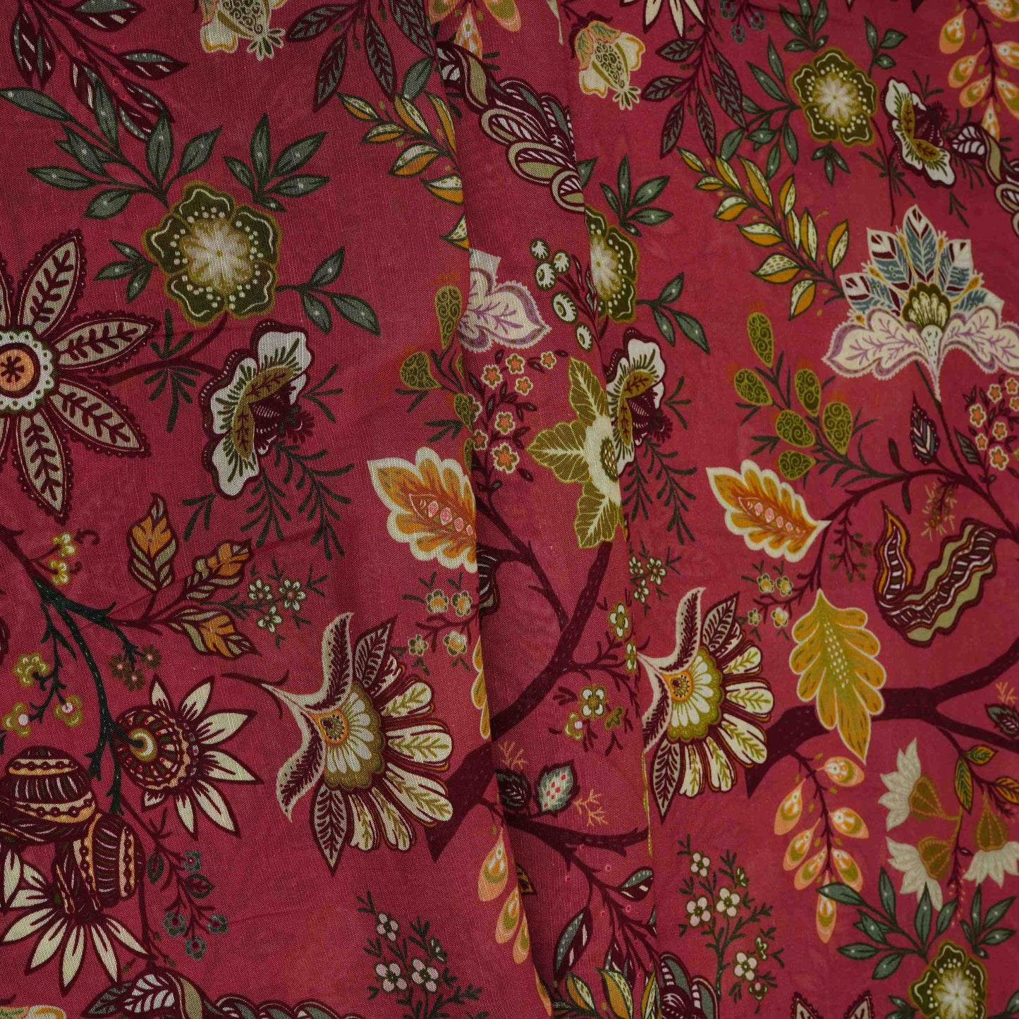 Pink Multicolor Floral Print Linen Fabric GTS-32028