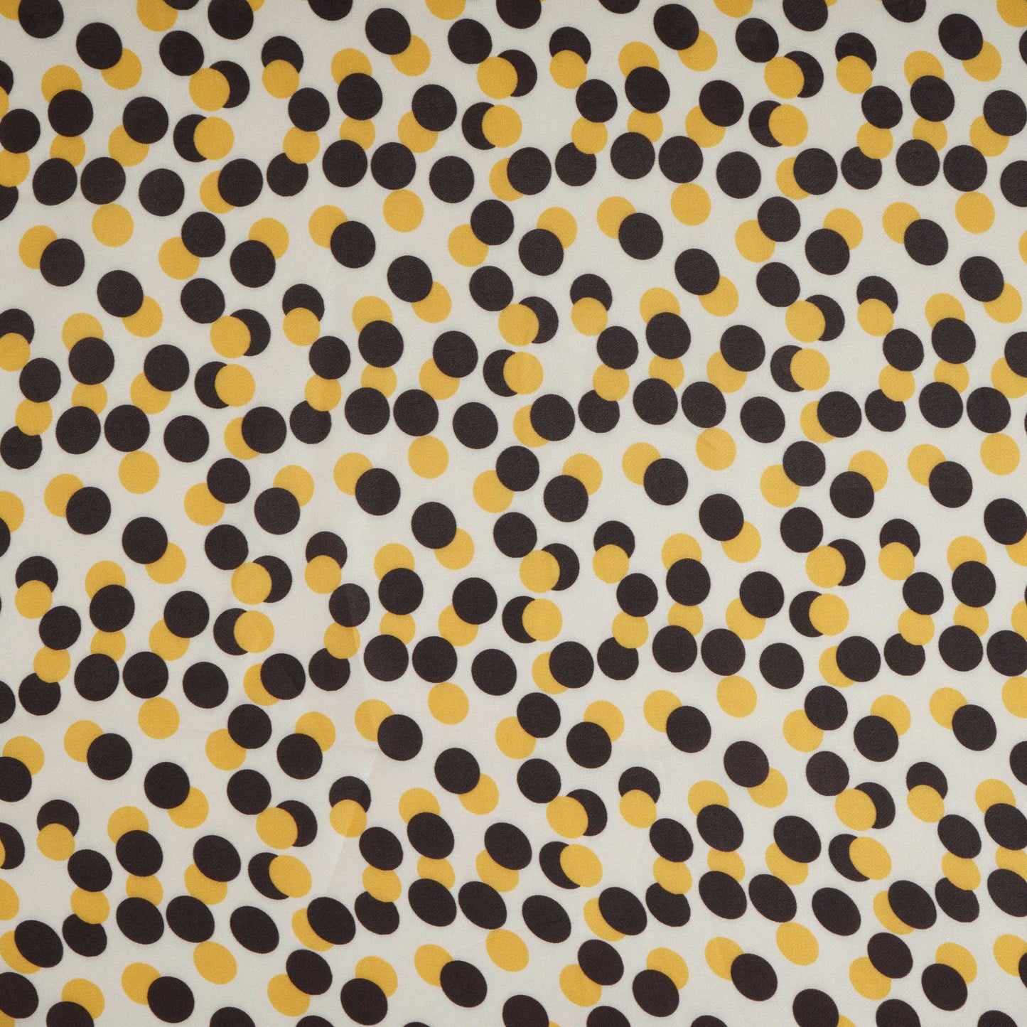 Yellow & Brown Polka Dot Twill Satin Fabric VP-32434