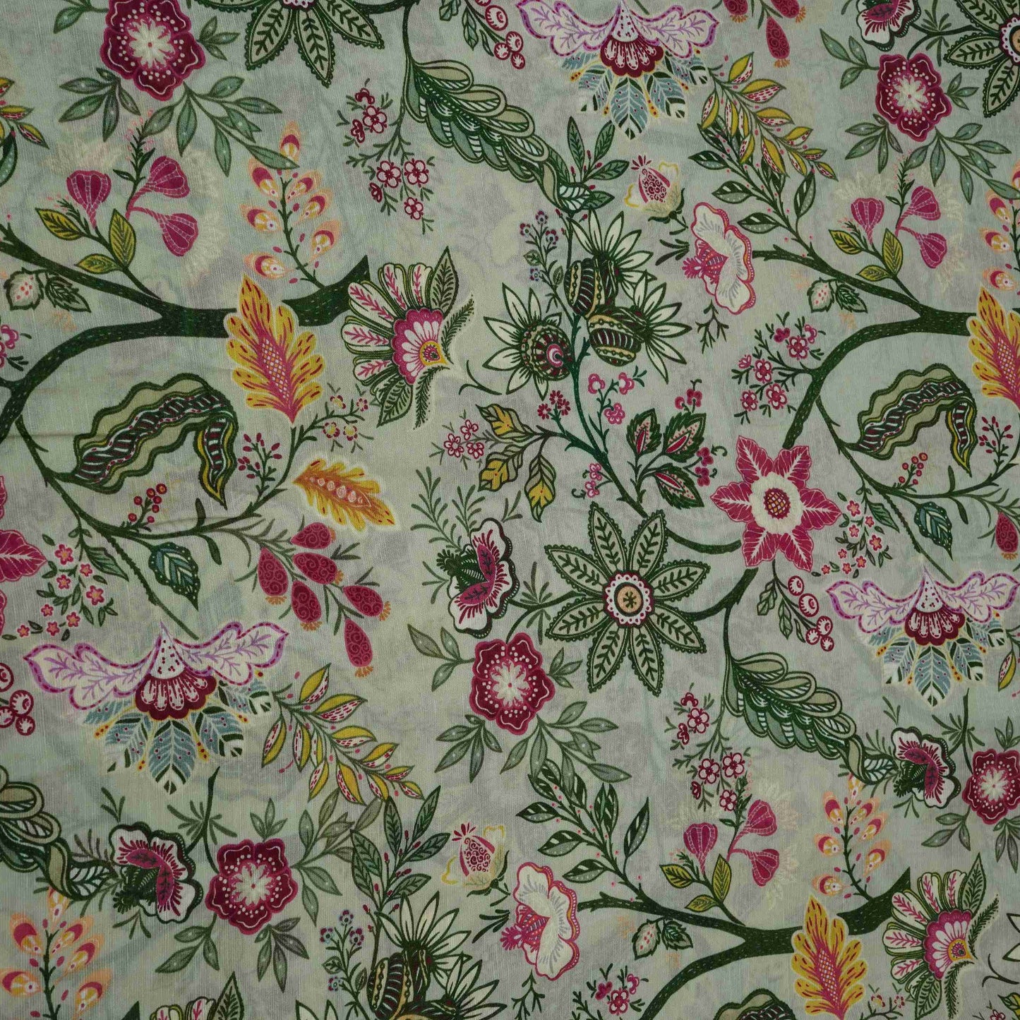 Pista Green Multicolor Floral Print Linen Fabric GTS-32026