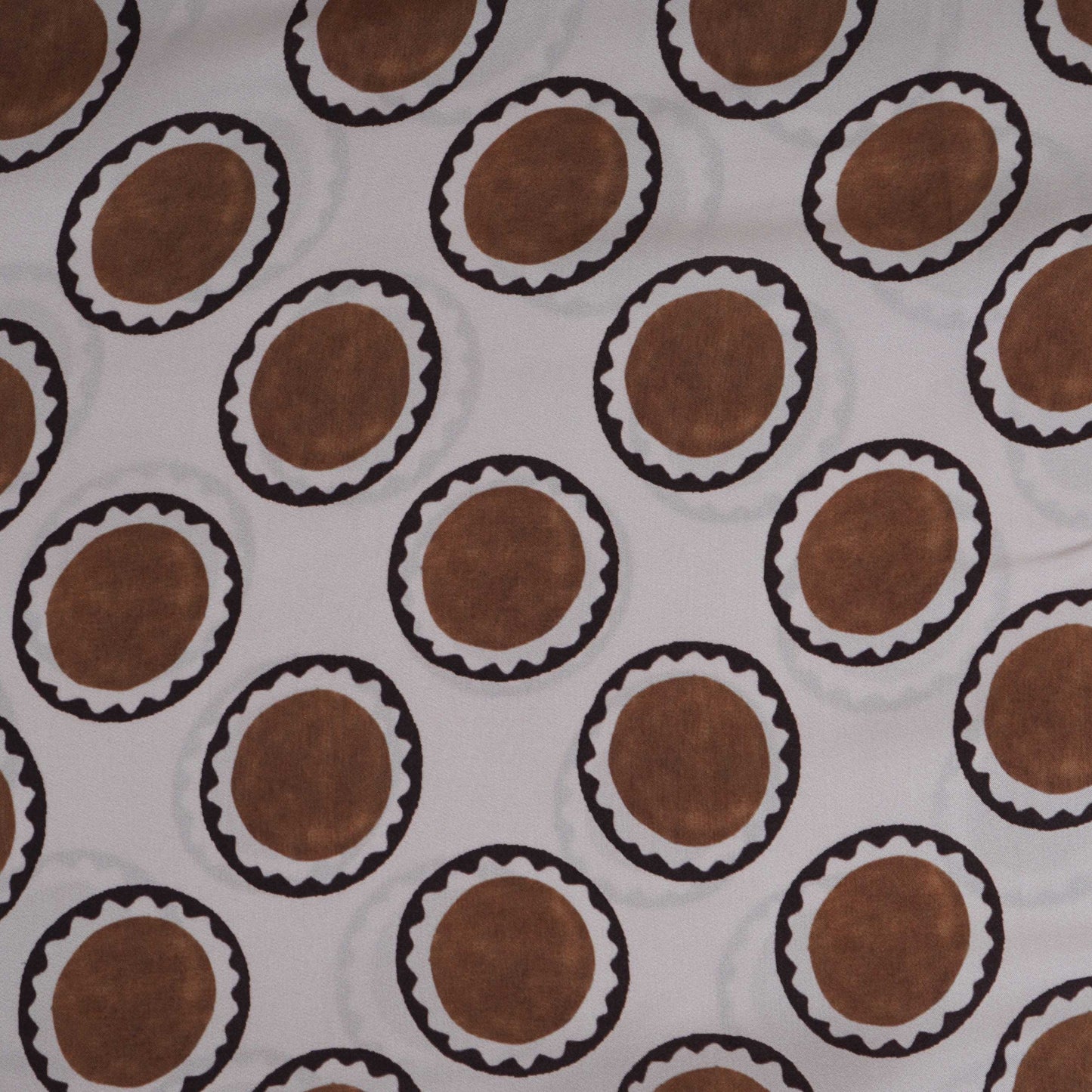 Beige & Brown Polka Dot Twill Satin Fabric VP-32435