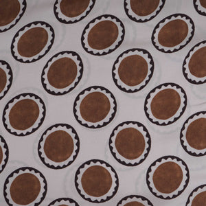 Beige & Brown Polka Dot Twill Satin Fabric VP-32435 - TradeUNO