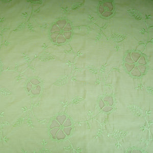 Sage Green Floral Embroidery Mul Chanderi Fabric DC-30517 - TradeUNO